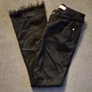 Red Bottoms Black Frayed Hem Flare Jeans